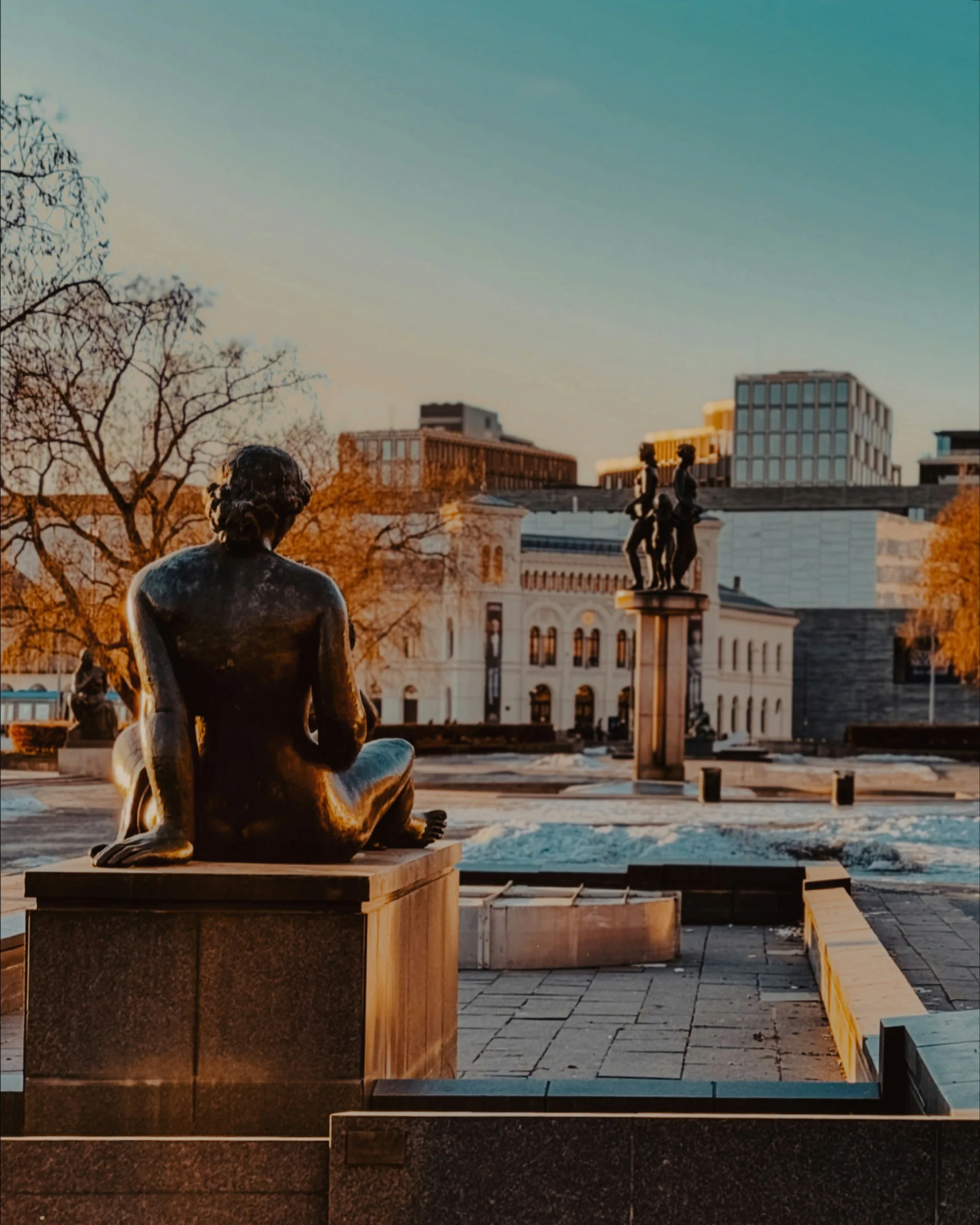 Oslo city centre at golden hour